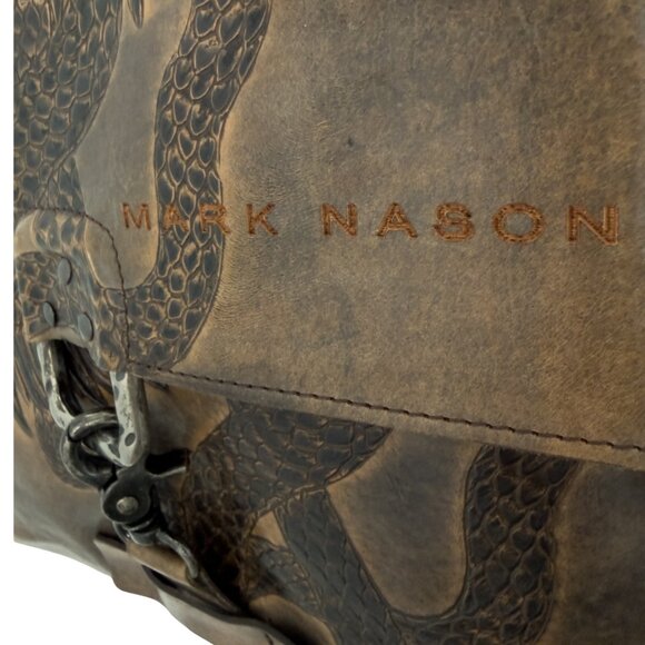 Mark Nason "Rock Never Dies" Rock Lives Dragon Leather Messenger Bag - Picture 4 of 16